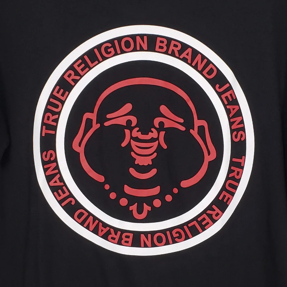 True Religion Mens Buddha Face Crew T-Shirt Size XXL Jet Black